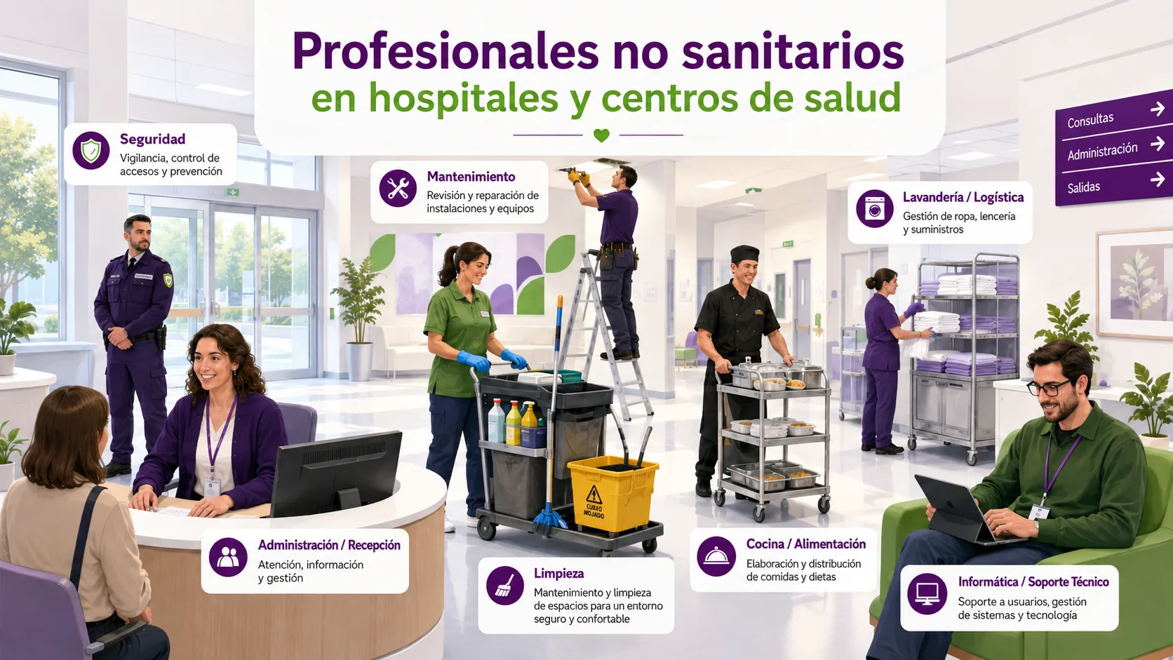 Qué profesionales no sanitarios trabajan en hospitales y centros de salud