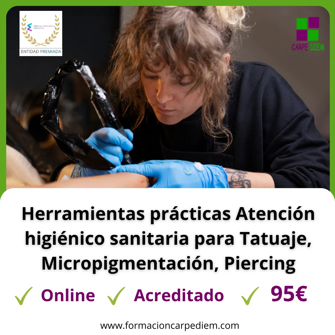 Curso Atención higiénico sanitaria para Tatuaje, Micropigmentación, Piercing
